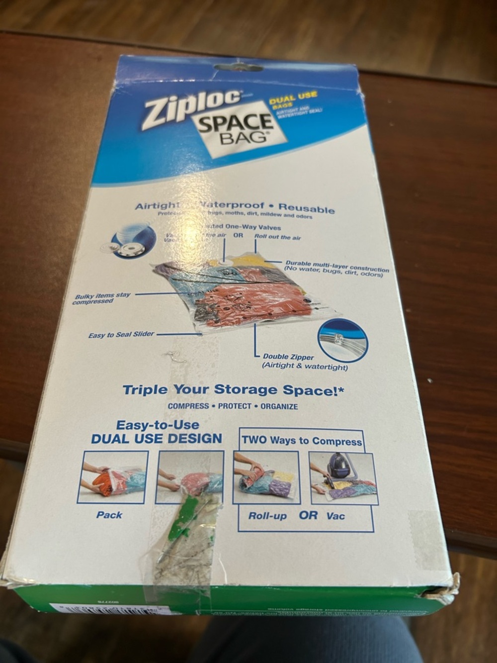 Ziploc Space Bag Large Vacuum Storage Bags, dual use bags, 3 large bags in box - Picture 4 of 7
